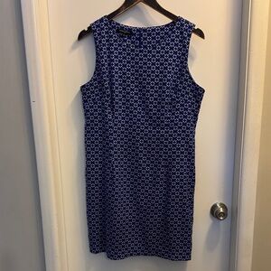 Sleeveless Blue Geometric Shift Dress